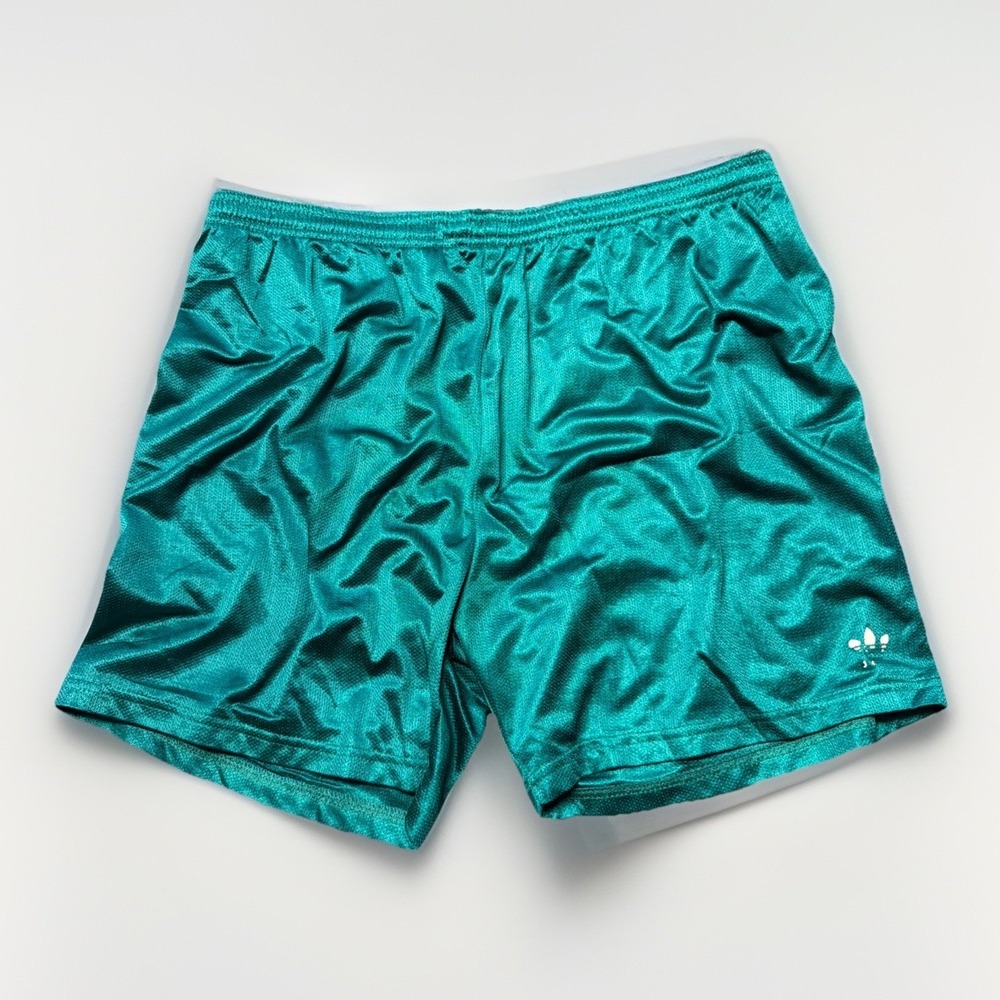 VTG Adidas Silky Shiny Dazzle‎ XXL Basketball Shorts Green Made In USA 80s 90s